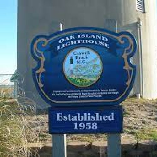 historical Oak Island Lighthouse sign